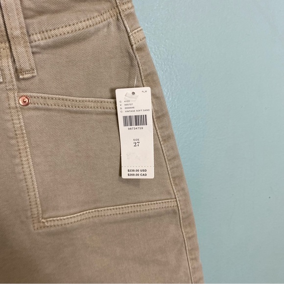 PAIGE Anessa Wide Leg Raw Hem Jeans Vintage‎ Soft Sand Size 27 - Picture 2 of 6